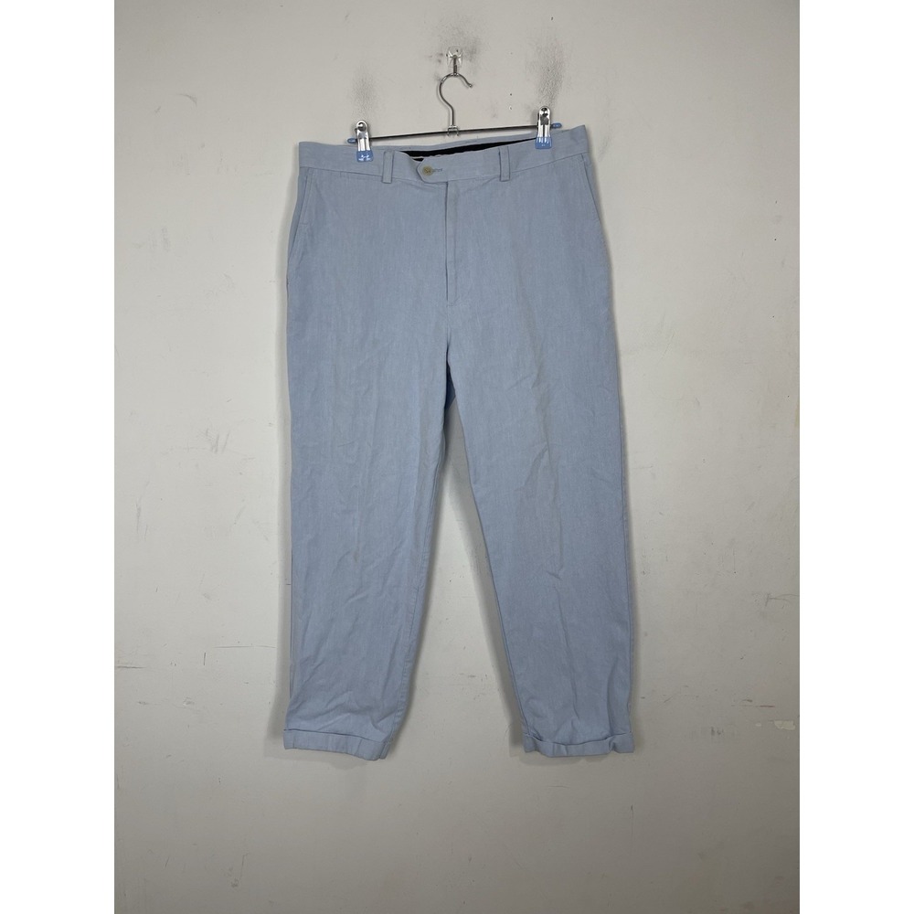 J Crew Mens Pants 34x30 Blue Beachy Coastal Old Money Nautical VTG Cuff Chambray